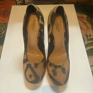 Giambattista Valli ocelot linen heels 39.5